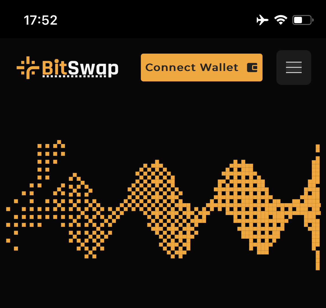 BitSwap custom lander interface with Connect Wallet button